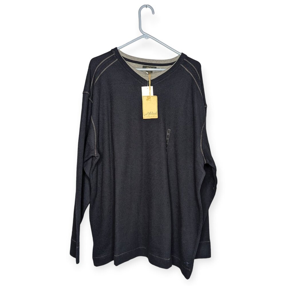 NWT Method Dark Navy Long Sleeve Pull Over Top Size XXL
